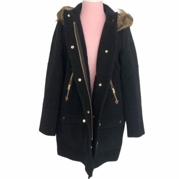 J. Crew Coat Chateau Parka Italian Stadium Cloth Wool Size 0 NWT - Picture 8 of 15